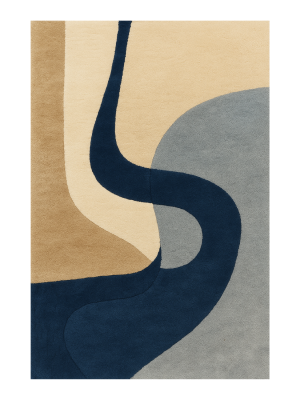 Minimal Abstract Theme Hand Tufted Wool Area Rug