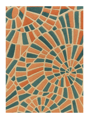 Terracotta Spiral Mosaic Hand Tufted New Zealand Wool Rug