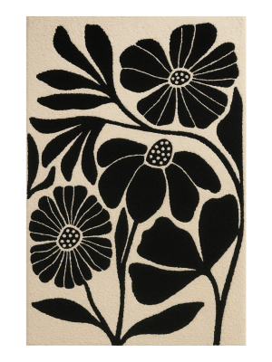 Monochrome Floral Hand Tufted New Zealand Wool Rug