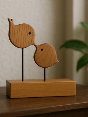 Cute Birds Wooden Table Accent