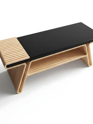 Ribbed Wood Accent Table-The wooden stool